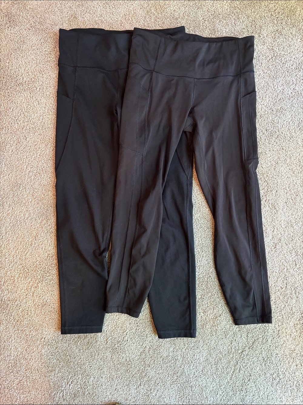 Athleta and GapFit Black High-Rise Performance Leggings Duo